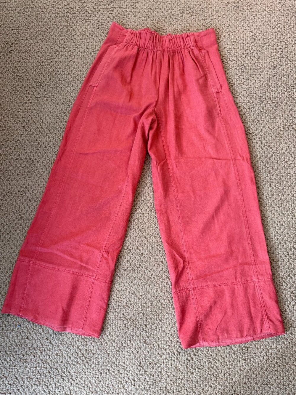 Free People RED Day's End Linen Pull-On Pants
